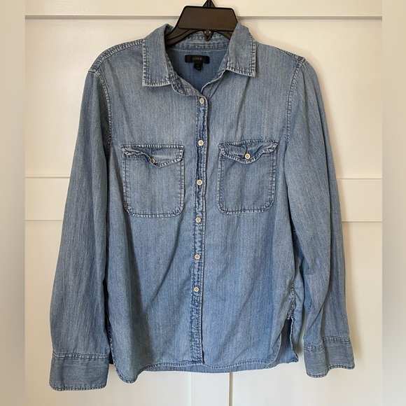 J. Crew Tops - J crew medium denim button front EUC